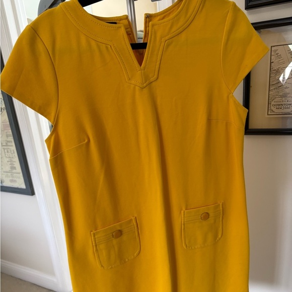 Talbots Yellow Sheath Dress Short Sleeve V-Neck, 10P - Picture 2 of 4